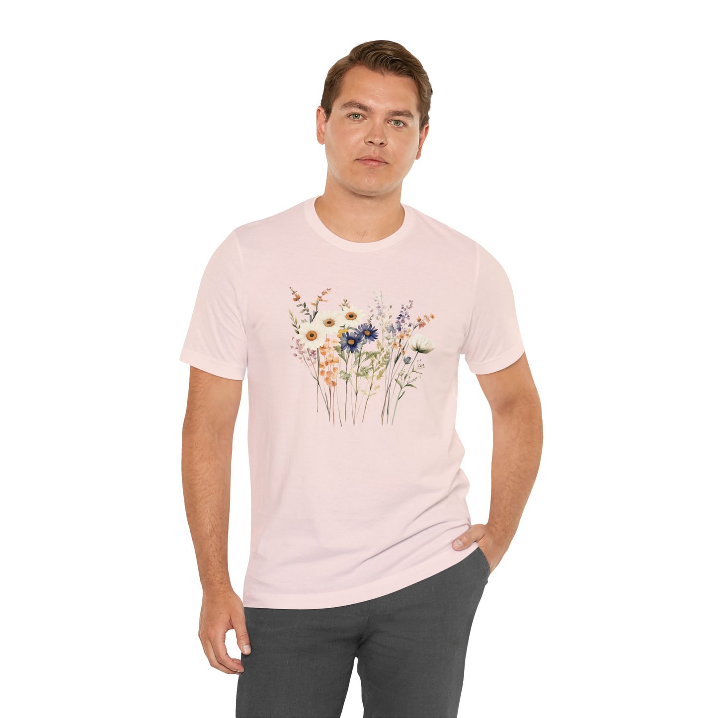 Antique Watercolor Wildflower Bouquet - Unisex Bella Canvas