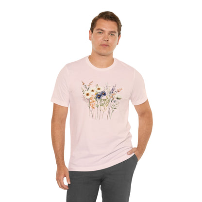 Antique Watercolor Wildflower Bouquet - Unisex Bella Canvas
