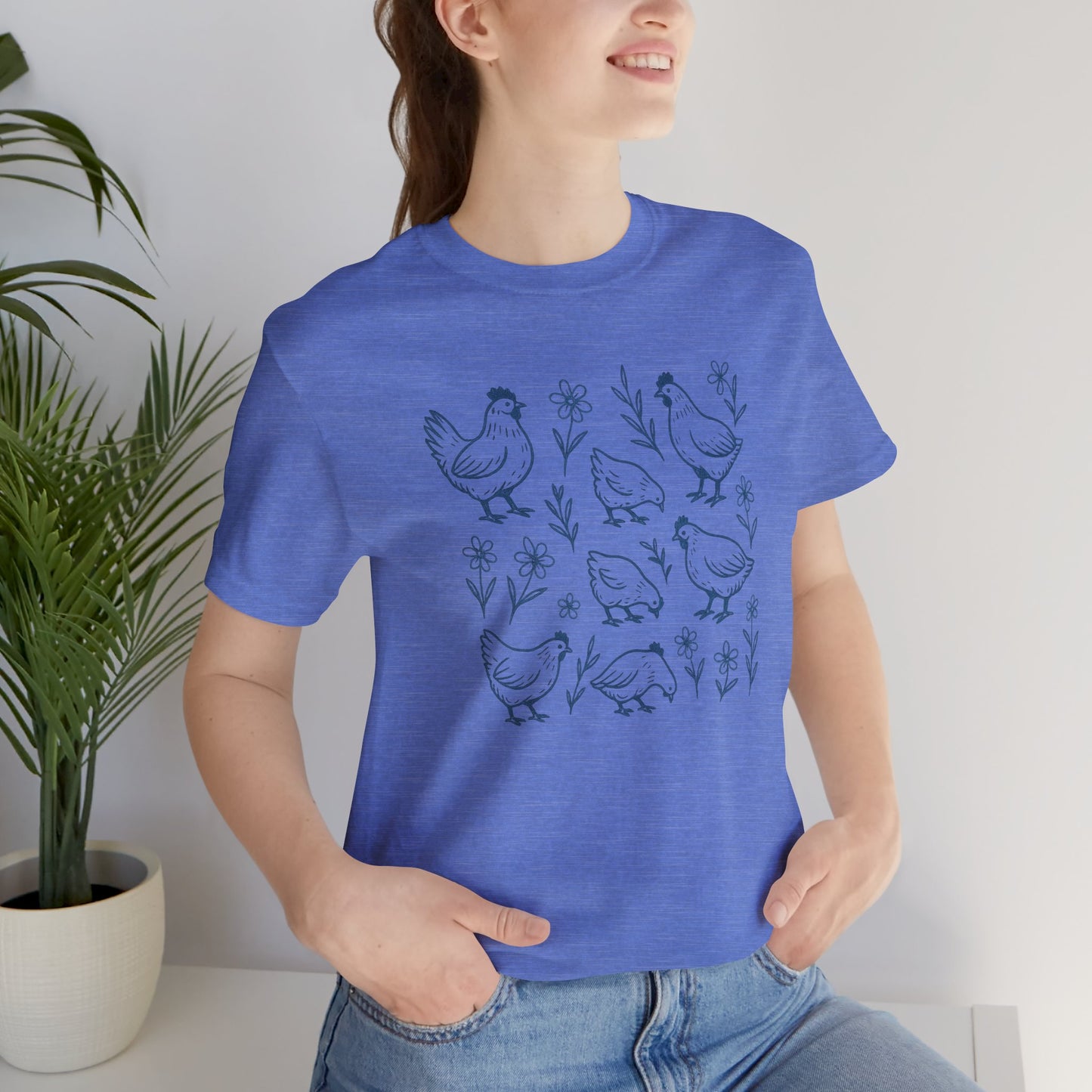 Chickens Floral T-Shirt | Garden T-Shirt- Unisex Fit