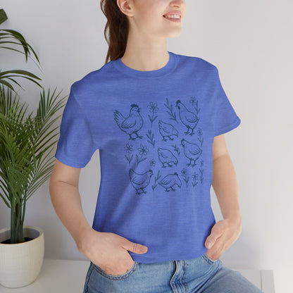 Chickens Floral T-Shirt | Garden T-Shirt- Unisex Fit
