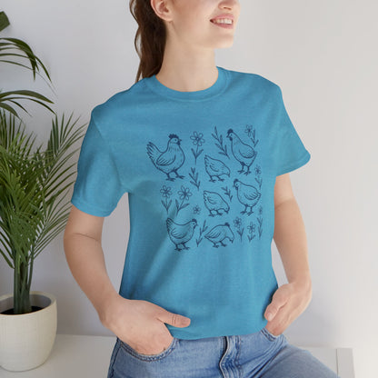 Chickens Floral T-Shirt | Garden T-Shirt- Unisex Fit