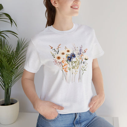 Antique Watercolor Wildflower Bouquet - Unisex Bella Canvas