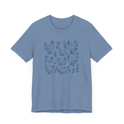 Chickens Floral T-Shirt | Garden T-Shirt- Unisex Fit