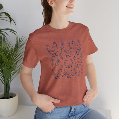 Chickens Floral T-Shirt | Garden T-Shirt- Unisex Fit