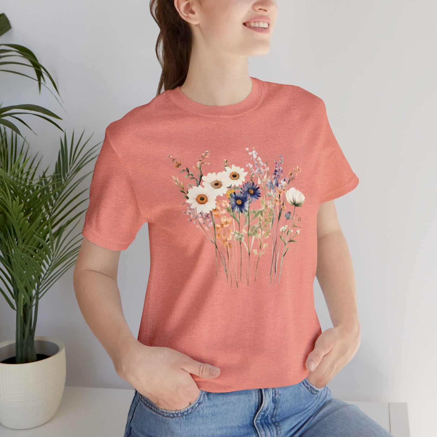 Antique Watercolor Wildflower Bouquet - Unisex Bella Canvas
