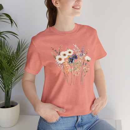 Antique Watercolor Wildflower Bouquet - Unisex Bella Canvas