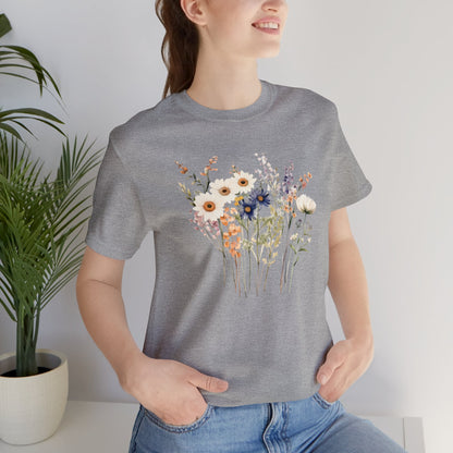 Antique Watercolor Wildflower Bouquet - Unisex Bella Canvas