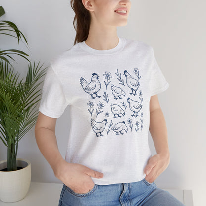 Chickens Floral T-Shirt | Garden T-Shirt- Unisex Fit
