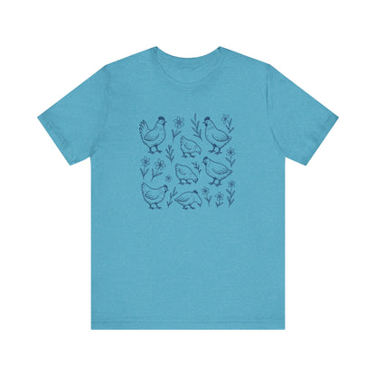 Chickens Floral T-Shirt | Garden T-Shirt- Unisex Fit