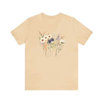 Antique Watercolor Wildflower Bouquet - Unisex Bella Canvas