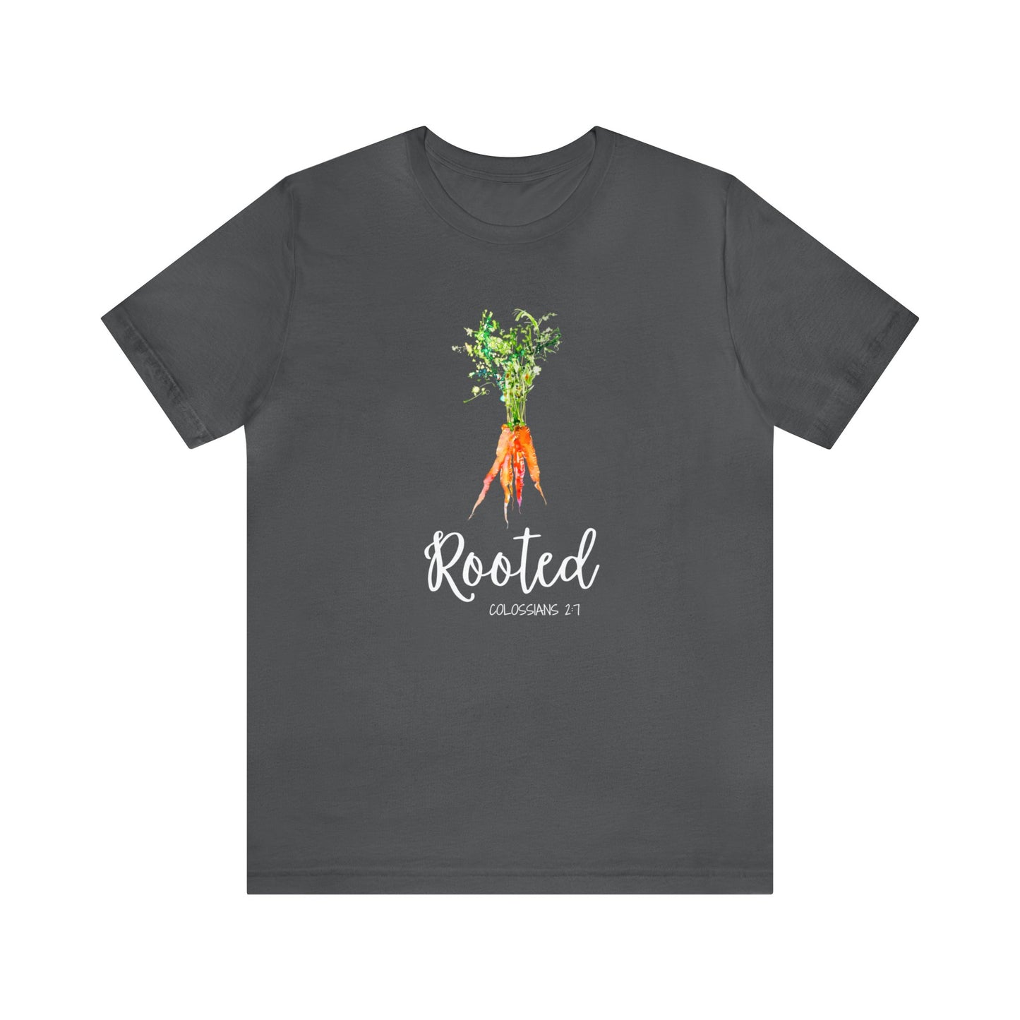 Rooted T-Shirt | Watercolor Carrot | Colossians 2:7 Unisex T-Shirt - Bella Canvas