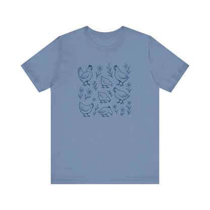 Chickens Floral T-Shirt | Garden T-Shirt- Unisex Fit