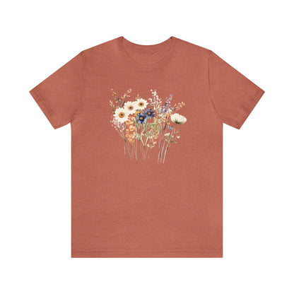 Antique Watercolor Wildflower Bouquet - Unisex Bella Canvas