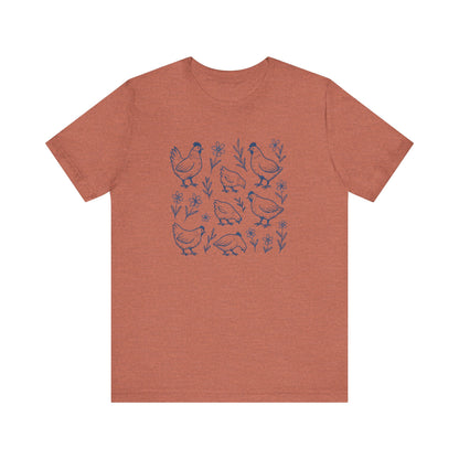 Chickens Floral T-Shirt | Garden T-Shirt- Unisex Fit