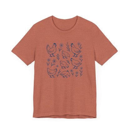 Chickens Floral T-Shirt | Garden T-Shirt- Unisex Fit