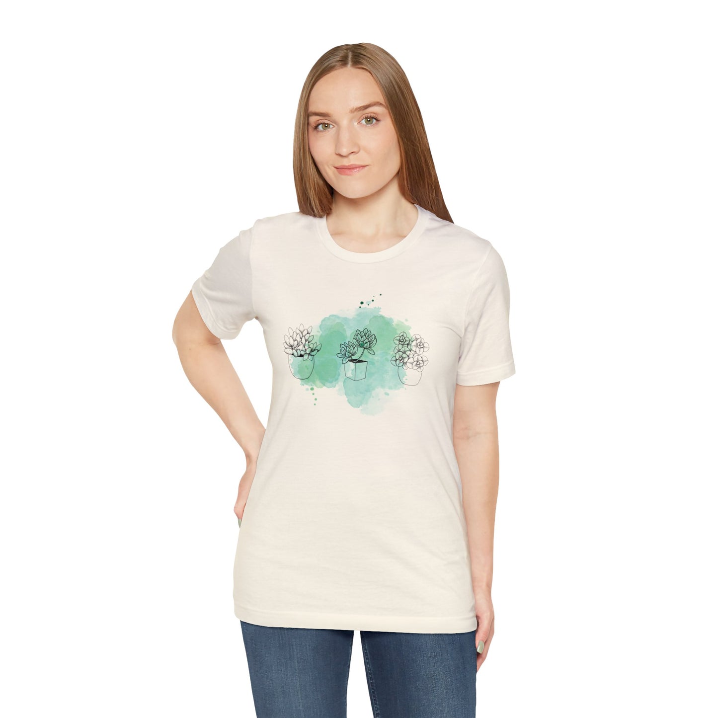 Succulent with Watercolor Splash T-Shirt | Gardening Shirt Unisex Fit