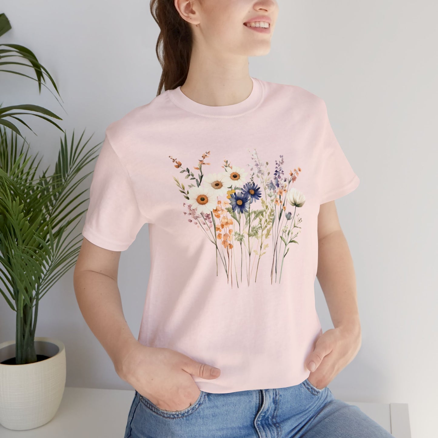 Antique Watercolor Wildflower Bouquet - Unisex Bella Canvas