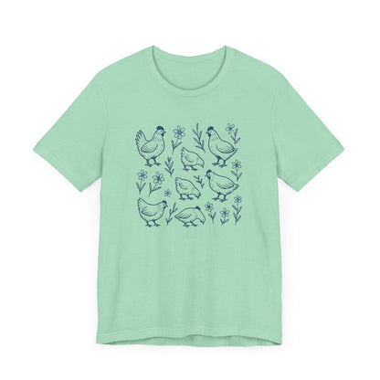 Chickens Floral T-Shirt | Garden T-Shirt- Unisex Fit