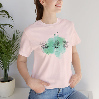 Succulent with Watercolor Splash T-Shirt | Gardening Shirt Unisex Fit