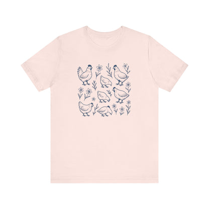 Chickens Floral T-Shirt | Garden T-Shirt- Unisex Fit
