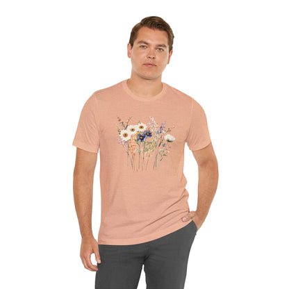 Antique Watercolor Wildflower Bouquet - Unisex Bella Canvas