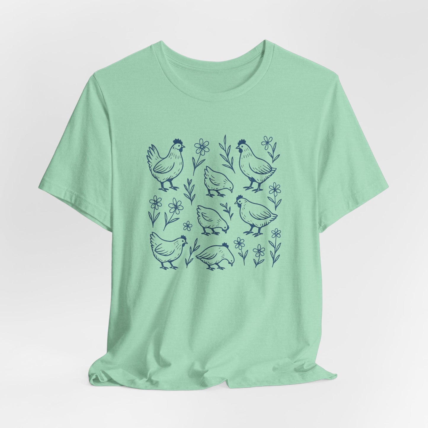 Chickens Floral T-Shirt | Garden T-Shirt- Unisex Fit
