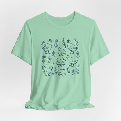 Chickens Floral T-Shirt | Garden T-Shirt- Unisex Fit