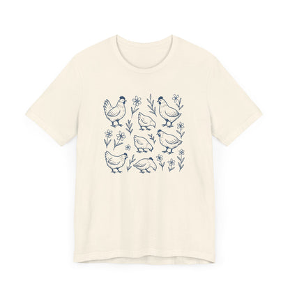 Chickens Floral T-Shirt | Garden T-Shirt- Unisex Fit