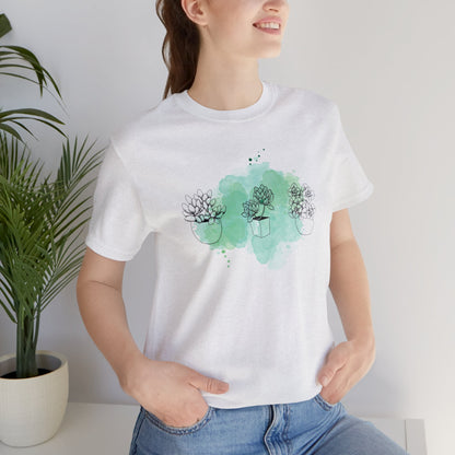 Succulent with Watercolor Splash T-Shirt | Gardening Shirt Unisex Fit