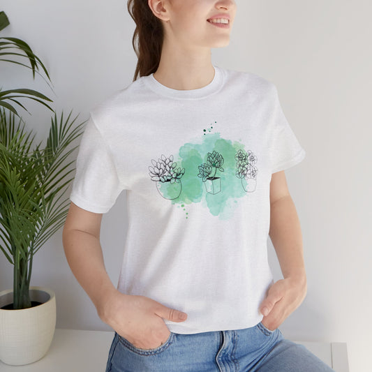 Succulent with Watercolor Splash T-Shirt | Gardening Shirt Unisex Fit