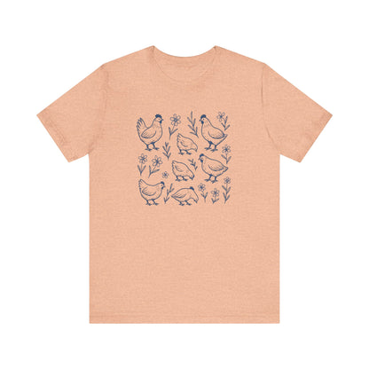 Chickens Floral T-Shirt | Garden T-Shirt- Unisex Fit