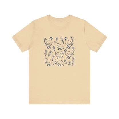 Chickens Floral T-Shirt | Garden T-Shirt- Unisex Fit