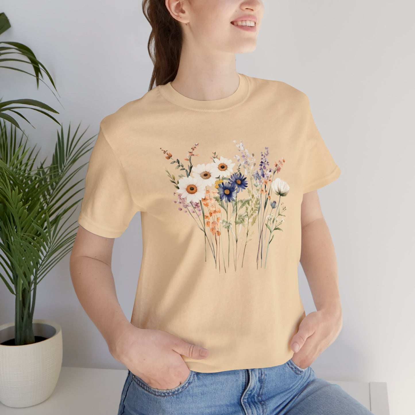 Antique Watercolor Wildflower Bouquet - Unisex Bella Canvas