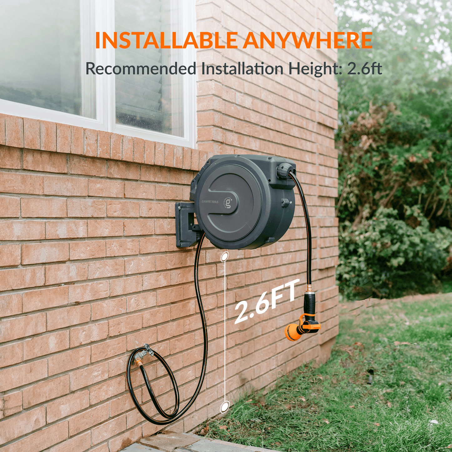 Retractable Garden Hose Reel-1/2in-130ft