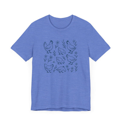 Chickens Floral T-Shirt | Garden T-Shirt- Unisex Fit