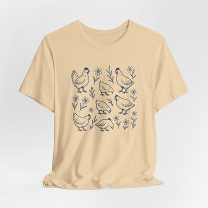 Chickens Floral T-Shirt | Garden T-Shirt- Unisex Fit