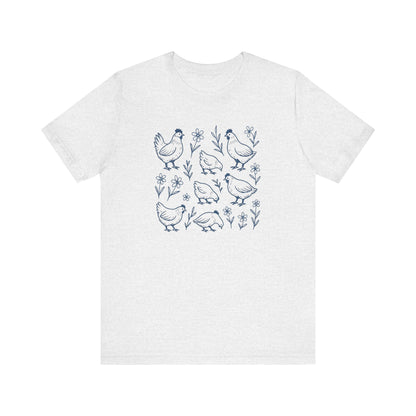 Chickens Floral T-Shirt | Garden T-Shirt- Unisex Fit