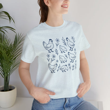 Chickens Floral T-Shirt | Garden T-Shirt- Unisex Fit