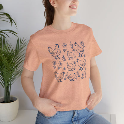 Chickens Floral T-Shirt | Garden T-Shirt- Unisex Fit