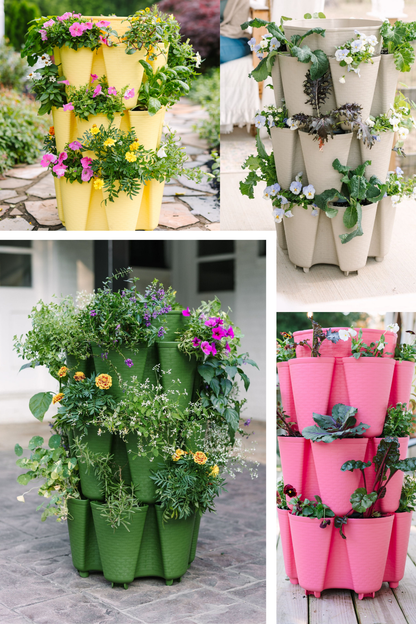 3 Tier GreenStalk Garden Original Vertical Planter - Basket Weave Texture